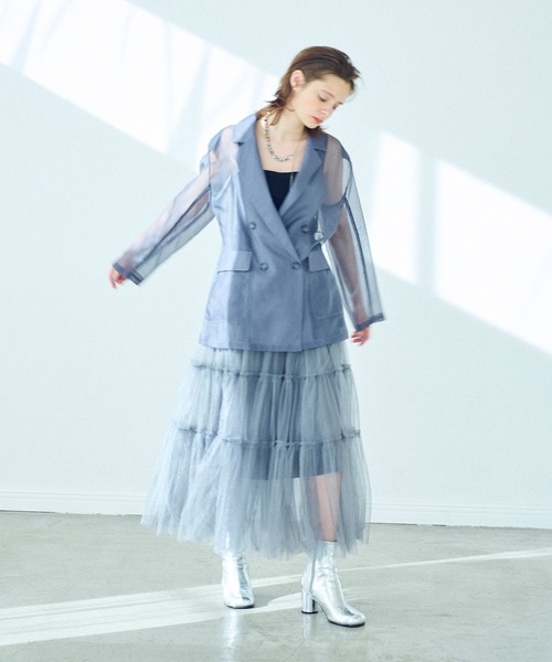 ELLEgirl（エルガール）の「シアーテーラードジャケット【ELLEgirl/エル ガール】（テーラードジャケット・レディース・チャコールグレー/ベージュ/ピンク・FREE）」の22枚目の写真