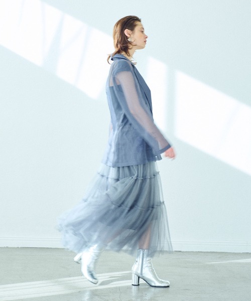 ELLEgirl（エルガール）の「シアーテーラードジャケット【ELLEgirl/エル ガール】（テーラードジャケット・レディース・チャコールグレー/ベージュ/ピンク・FREE）」の21枚目の写真