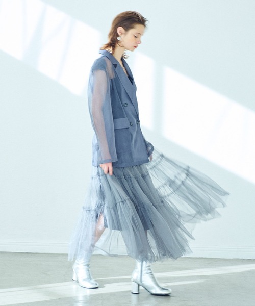 ELLEgirl（エルガール）の「シアーテーラードジャケット【ELLEgirl/エル ガール】（テーラードジャケット・レディース・チャコールグレー/ベージュ/ピンク・FREE）」の20枚目の写真