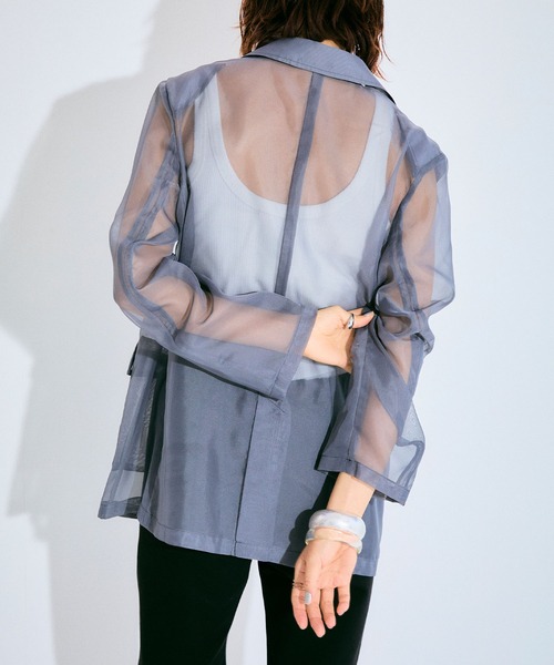 ELLEgirl（エルガール）の「シアーテーラードジャケット【ELLEgirl/エル ガール】（テーラードジャケット・レディース・チャコールグレー/ベージュ/ピンク・FREE）」の13枚目の写真