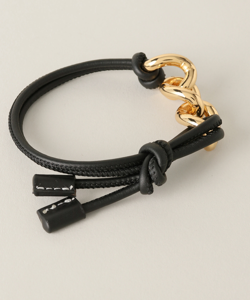 La TOTALITE（ラトータリテ）の「【LEFIJE/レフィエ】レザー*チェーンブレス（ブレスレット・レディース・ブラック/ベージュ・FREE）」の4枚目の写真