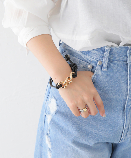 La TOTALITE（ラトータリテ）の「【LEFIJE/レフィエ】レザー*チェーンブレス（ブレスレット・レディース・ブラック/ベージュ・FREE）」の8枚目の写真