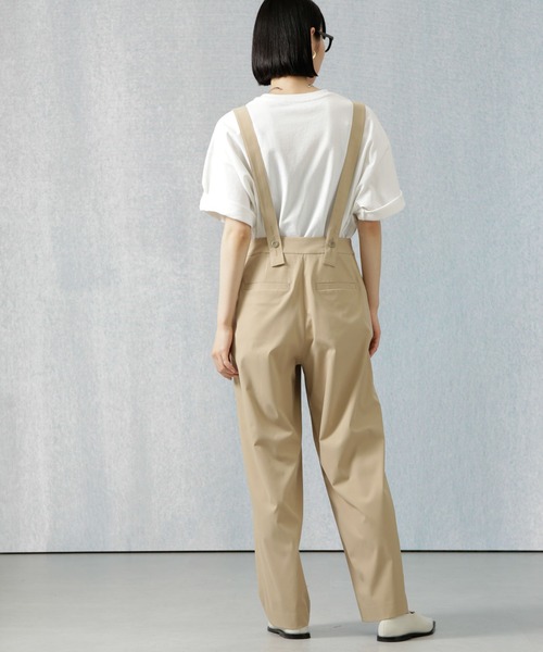 Apo(s)ture（アポスチャー）の「ARIA-021/ストレッチツイルサスペンダーパンツ（その他パンツ・レディース・ネイビー/ベージュ/ブラック/マスタード・M/L/XL/XS/S）」の5枚目の写真
