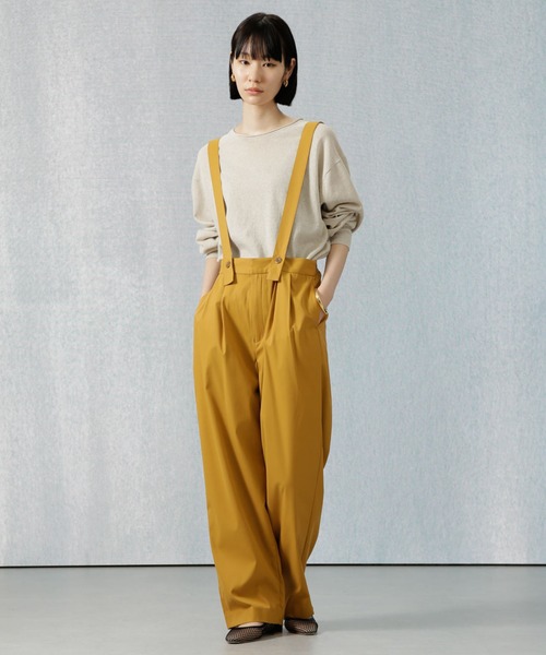 Apo(s)ture（アポスチャー）の「ARIA-021/ストレッチツイルサスペンダーパンツ（その他パンツ・レディース・ネイビー/ベージュ/ブラック/マスタード・M/L/XL/XS/S）」の6枚目の写真