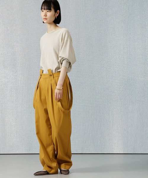 Apo(s)ture（アポスチャー）の「ARIA-021/ストレッチツイルサスペンダーパンツ（その他パンツ・レディース・ネイビー/ベージュ/ブラック/マスタード・M/L/XL/XS/S）」の7枚目の写真
