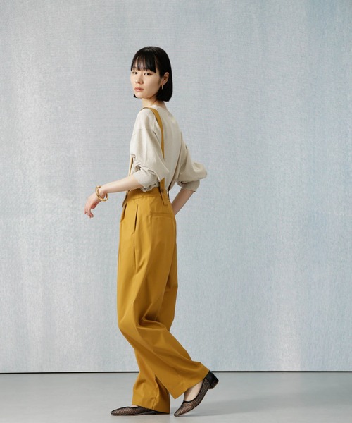 Apo(s)ture（アポスチャー）の「ARIA-021/ストレッチツイルサスペンダーパンツ（その他パンツ・レディース・ネイビー/ベージュ/ブラック/マスタード・M/L/XL/XS/S）」の8枚目の写真