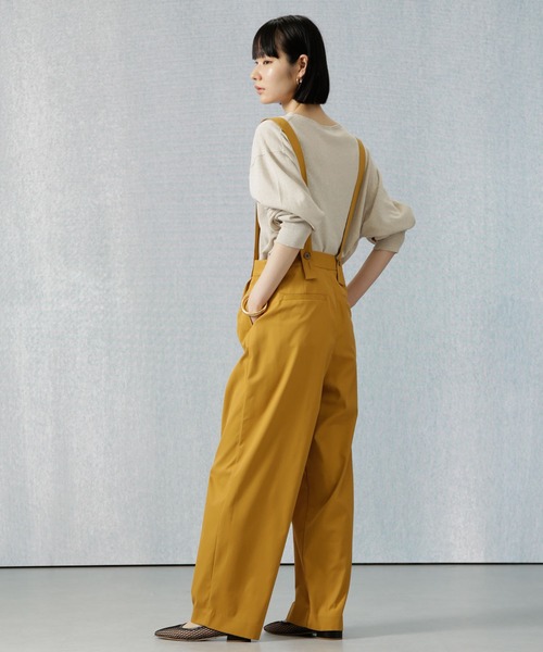 Apo(s)ture（アポスチャー）の「ARIA-021/ストレッチツイルサスペンダーパンツ（その他パンツ・レディース・ネイビー/ベージュ/ブラック/マスタード・M/L/XL/XS/S）」の10枚目の写真