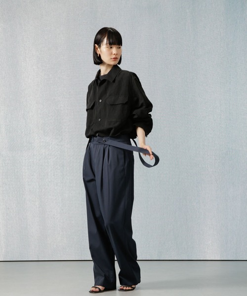 Apo(s)ture（アポスチャー）の「ARIA-021/ストレッチツイルサスペンダーパンツ（その他パンツ・レディース・ネイビー/ベージュ/ブラック/マスタード・M/L/XL/XS/S）」の13枚目の写真