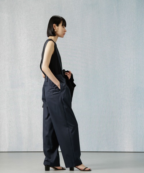 Apo(s)ture（アポスチャー）の「ARIA-021/ストレッチツイルサスペンダーパンツ（その他パンツ・レディース・ネイビー/ベージュ/ブラック/マスタード・M/L/XL/XS/S）」の16枚目の写真