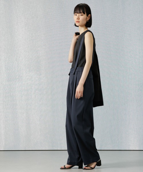 Apo(s)ture（アポスチャー）の「ARIA-021/ストレッチツイルサスペンダーパンツ（その他パンツ・レディース・ネイビー/ベージュ/ブラック/マスタード・M/L/XL/XS/S）」の17枚目の写真