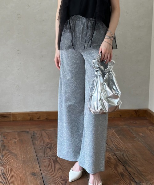 Per sist ence(パーシエンス)の「ラメカットソーパンツ(その他パンツ・レディース・グレー/ブラック・FREE)」の1枚目の写真