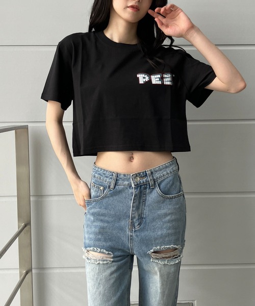 GLAMOROUS JANE（グラマラスジェーン）の「PEZバックプリントショート丈Tシャツ（Tシャツ/カットソー・レディース・チャコールグレー/オフホワイト/ブラック・FREE）」の16枚目の写真