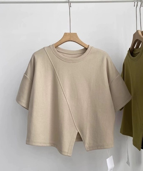 ANOTHER S(アナザーエス)の「フロントスリット半袖トップス(Tシャツ/カットソー・レディース・グリーン/ベージュ/ブラック/ホワイト・FREE)」の3枚目の写真