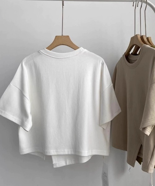 ANOTHER S(アナザーエス)の「フロントスリット半袖トップス(Tシャツ/カットソー・レディース・グリーン/ベージュ/ブラック/ホワイト・FREE)」の5枚目の写真