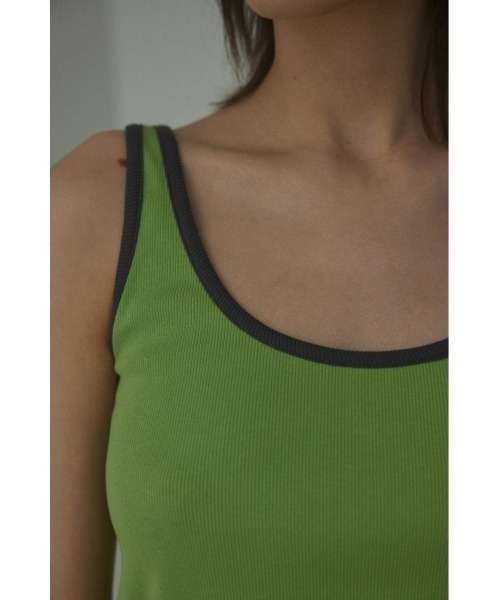 BLACK BY MOUSSY(ブラックバイマウジー)の「piping tanktop(パイピングタンクトップ)(タンクトップ・レディース・オフホワイト/ライトグレー/グリーン・FREE)」の9枚目の写真