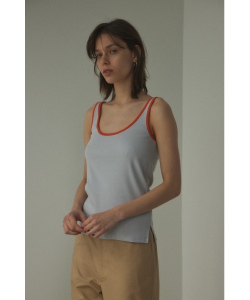 BLACK BY MOUSSY(ブラックバイマウジー)の「piping tanktop(パイピングタンクトップ)(タンクトップ・レディース・オフホワイト/ライトグレー/グリーン・FREE)」の6枚目の写真
