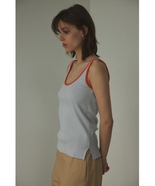 BLACK BY MOUSSY(ブラックバイマウジー)の「piping tanktop(パイピングタンクトップ)(タンクトップ・レディース・オフホワイト/ライトグレー/グリーン・FREE)」の4枚目の写真