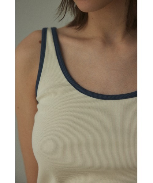 BLACK BY MOUSSY(ブラックバイマウジー)の「piping tanktop(パイピングタンクトップ)(タンクトップ・レディース・オフホワイト/ライトグレー/グリーン・FREE)」の18枚目の写真