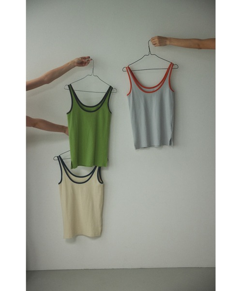 BLACK BY MOUSSY(ブラックバイマウジー)の「piping tanktop(パイピングタンクトップ)(タンクトップ・レディース・オフホワイト/ライトグレー/グリーン・FREE)」の12枚目の写真