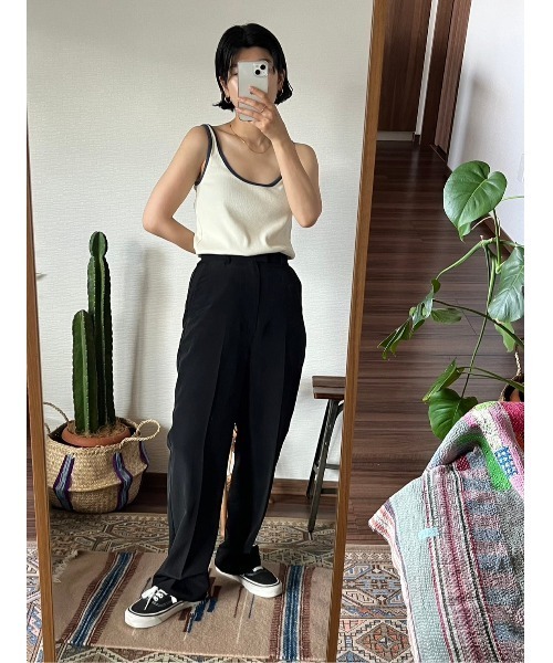 BLACK BY MOUSSY(ブラックバイマウジー)の「piping tanktop(パイピングタンクトップ)(タンクトップ・レディース・オフホワイト/ライトグレー/グリーン・FREE)」の15枚目の写真