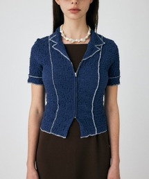 BICOLOR LINE ZIP ブラウス