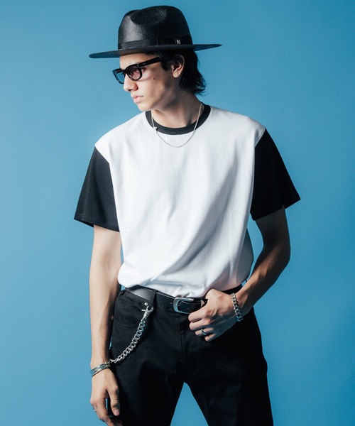CRIMIE（クライミー）の「MOTO SHORT SLEEVE T SHIRT / 袖配色 モーターサイクル Tシャツ（Tシャツ/カットソー・メンズ・ブラック/ヘザーグレー/ホワイト・XL/L/M/S/XXL）」の2枚目の写真