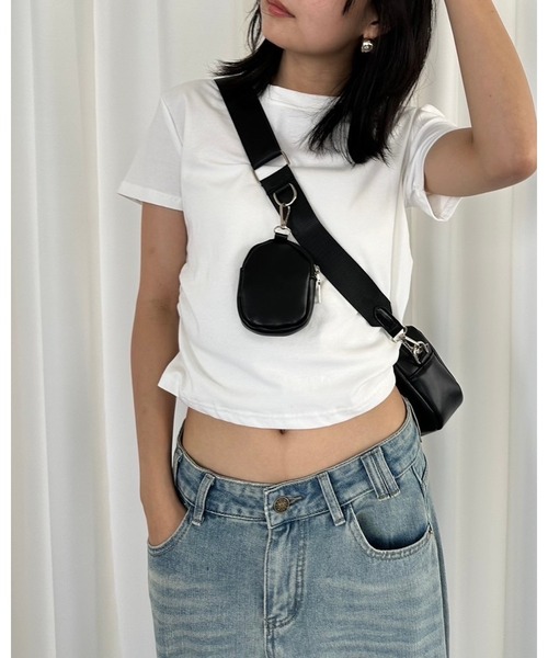 HANNE(アン)の「サイドギャザーTEE(Tシャツ/カットソー・レディース・ホワイト/ブラック・FREE)」の5枚目の写真
