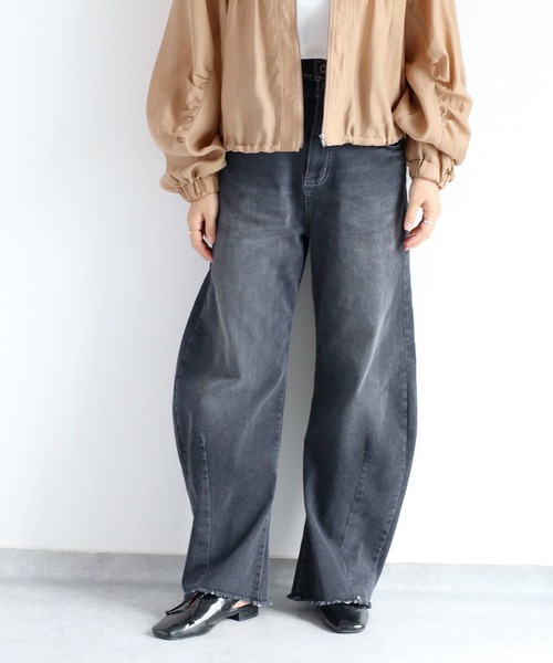 【セール】接触冷感・UVカット リメイクＩＣＥデニムカーブパンツ（デニムパンツ）｜cepo（セポ）