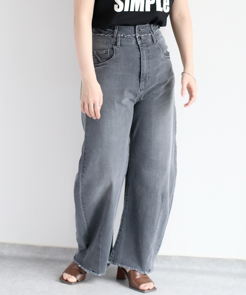 cepo(セポ)の「接触冷感・UVカット リメイクICEデニムカーブパンツ(デニムパンツ・レディース・ブラック/グレー・S/M/L)」の15枚目の写真