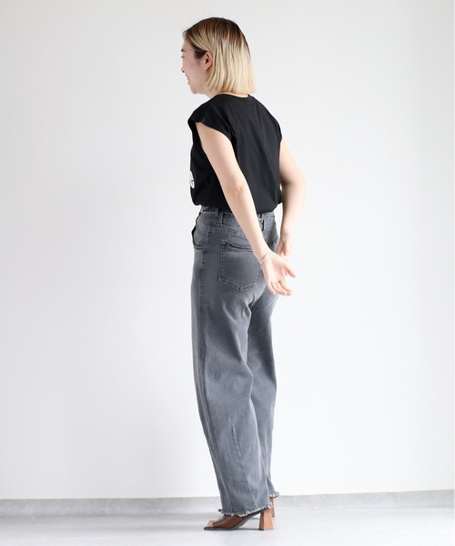 cepo(セポ)の「接触冷感・UVカット リメイクICEデニムカーブパンツ(デニムパンツ・レディース・ブラック/グレー・S/M/L)」の4枚目の写真