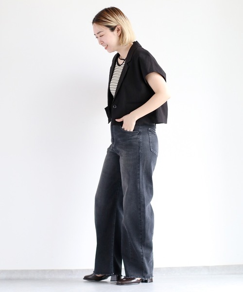 cepo(セポ)の「接触冷感・UVカット リメイクICEデニムカーブパンツ(デニムパンツ・レディース・ブラック/グレー・S/M/L)」の20枚目の写真