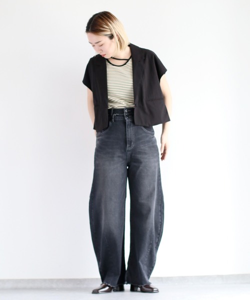 cepo(セポ)の「接触冷感・UVカット リメイクICEデニムカーブパンツ(デニムパンツ・レディース・ブラック/グレー・S/M/L)」の21枚目の写真