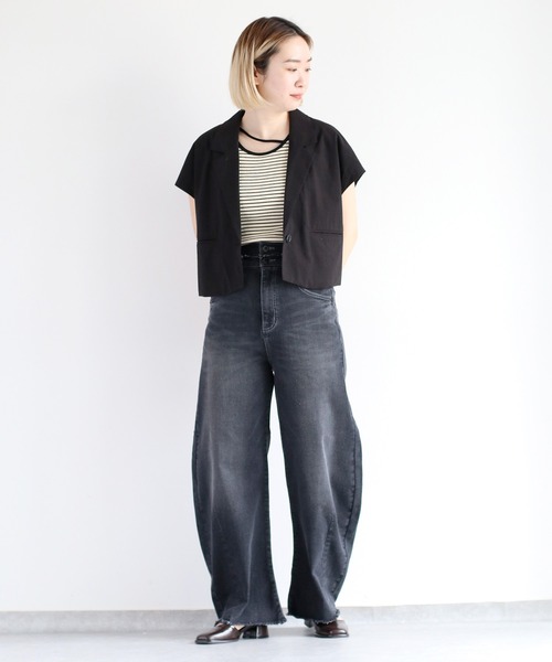 cepo(セポ)の「接触冷感・UVカット リメイクICEデニムカーブパンツ(デニムパンツ・レディース・ブラック/グレー・S/M/L)」の17枚目の写真