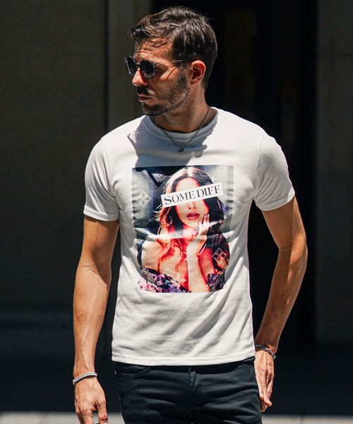 SOMEDIFF(サムディフ)の「半袖レディーTシャツ メンズ 夏服(Tシャツ/カットソー・メンズ・ホワイト/ブラック・M/L/XL)」の1枚目の写真