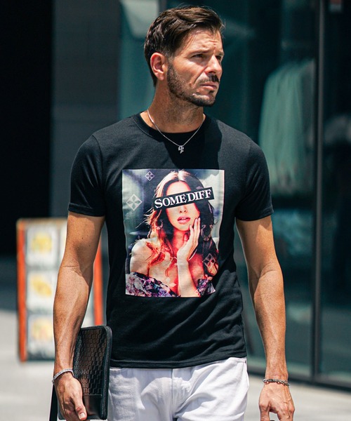 SOMEDIFF(サムディフ)の「半袖レディーTシャツ メンズ 夏服(Tシャツ/カットソー・メンズ・ホワイト/ブラック・M/L/XL)」の2枚目の写真