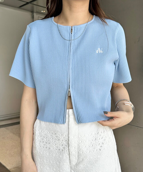 mline（エムライン）の「[mline]刺繍WZIPカーディガン（カーディガン/ボレロ・レディース・ブラック/レッド/ベージュ/ブルー/アイボリー・FREE）」の21枚目の写真