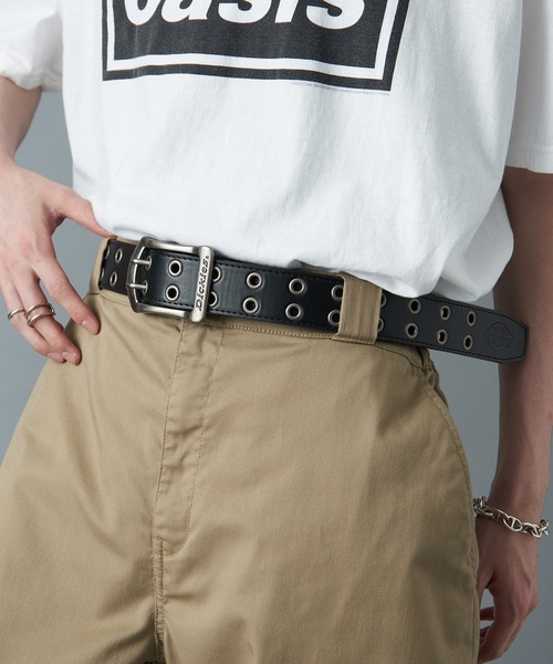 セール】【Dickies】40mm幅 ハトメ ダブルピン PUレザーベルト