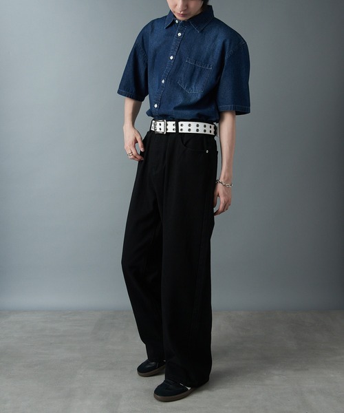 【Dickies別注】　ポケットハングベルトスカート セール】【Dickies】40mm幅 ハトメ ダブルピン PUレザーベルト