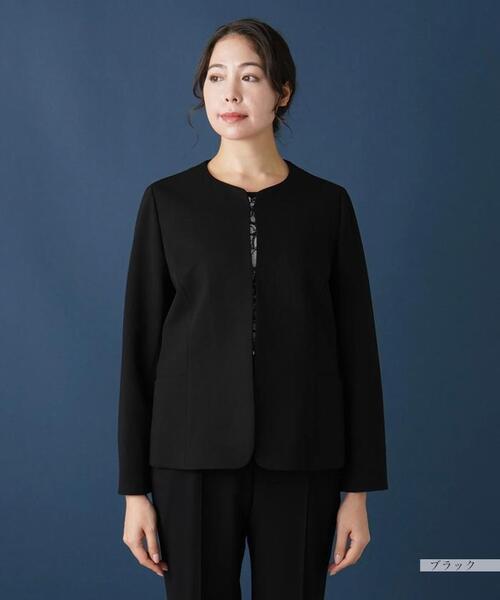 Leilian(レリアン)の「【セットアップ対応商品】ノーカラージャケット(ノーカラージャケット・レディース・ブラック/ダークネイビー・13/15 /17)」の16枚目の写真