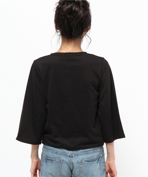 Chico(チコ)の「【who's who Chico】9分袖VネックポケットT(Tシャツ/カットソー・レディース・ブラック/ベージュ/カーキ/グレー/ワインレッド・FREE)」の13枚目の写真