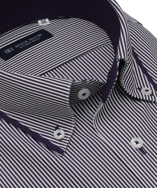 TOKYO SHIRTS(トウキョウシャツ)の「形態安定ノーアイロン ボタンダウン 半袖ニットビジネスワイシャツ(ビジネスシャツ・メンズ・パープル・首回り43cm/首回り41cm/首回り39cm/首回り42cm/首回り37cm)」の7枚目の写真