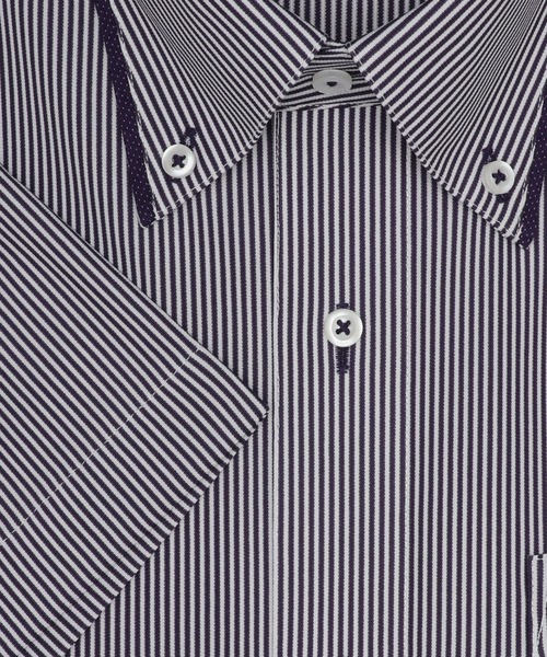 TOKYO SHIRTS(トウキョウシャツ)の「形態安定ノーアイロン ボタンダウン 半袖ニットビジネスワイシャツ(ビジネスシャツ・メンズ・パープル・首回り43cm/首回り41cm/首回り39cm/首回り42cm/首回り37cm)」の5枚目の写真