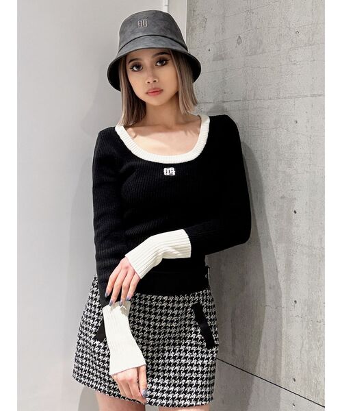 GYDA（ジェイダ）の「パターンフェイクレザーバケットハット（ハット・レディース・ベージュ/チャコールグレー・FREE）」の4枚目の写真