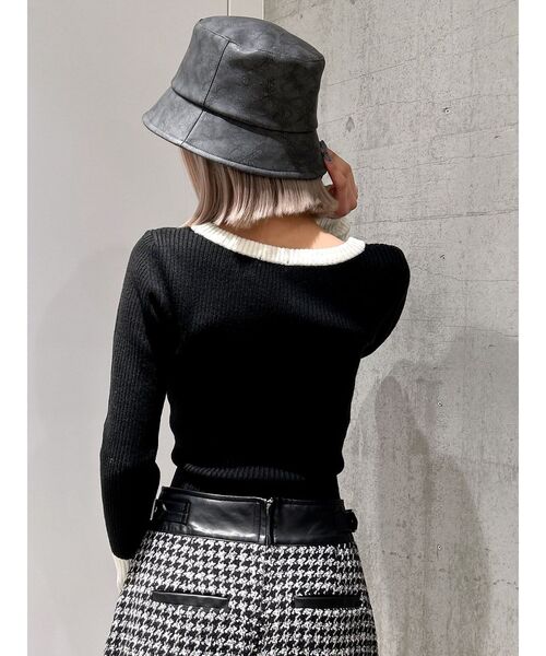 GYDA（ジェイダ）の「パターンフェイクレザーバケットハット（ハット・レディース・ベージュ/チャコールグレー・FREE）」の5枚目の写真