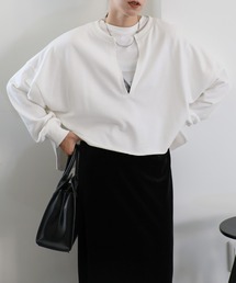 select MOCA | 裏毛キーネックショートトップス(Tシャツ/カットソー)