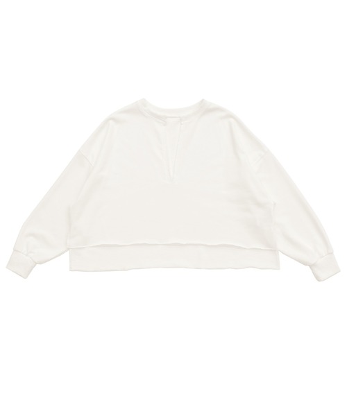 select MOCA(セレクトモカ)の「裏毛キーネックショートトップス(Tシャツ/カットソー・レディース・オフホワイト/ブラック/グレイッシュベージュ・FREE)」の20枚目の写真