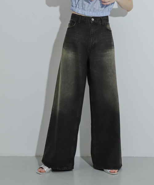 SENSE OF PLACE by URBAN RESEARCH(センスオブプレイスバイアーバンリサーチ)の「『ユニセックス』ヴィンテージライクデニムワイドパンツ(デニムパンツ・メンズ・ブラック/インディゴブルー・MEDIUM/LARGE)」の13枚目の写真