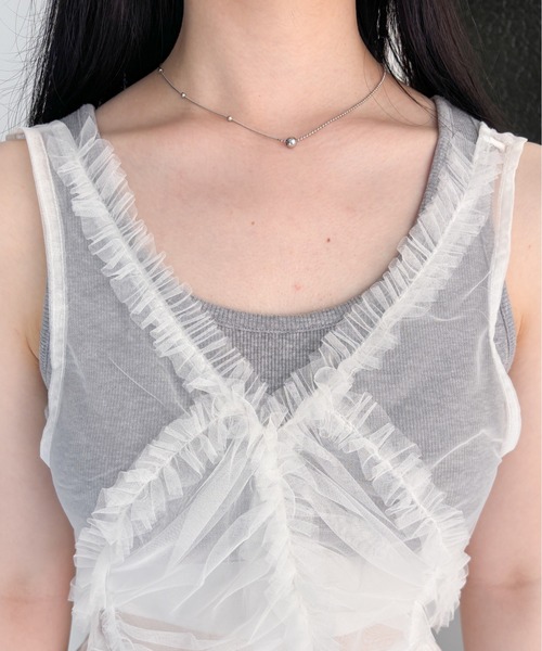 EPIMI E'PIMMY(エピミエピミー)の「チュールフリルクロップドビスチェ(シャツ/ブラウス・レディース・ブラック/オフホワイト・MEDIUM)」の16枚目の写真