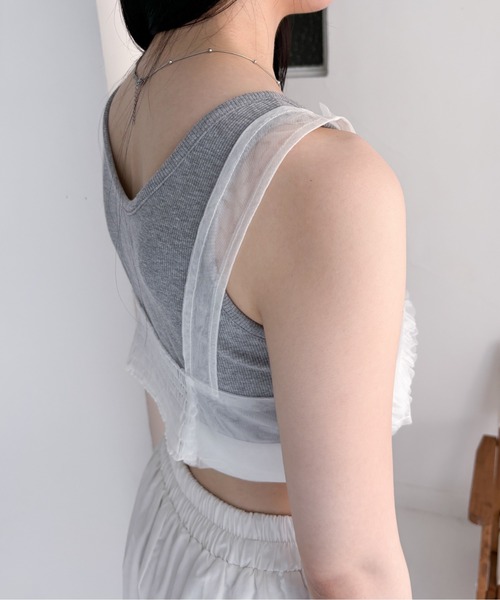 EPIMI E'PIMMY(エピミエピミー)の「チュールフリルクロップドビスチェ(シャツ/ブラウス・レディース・ブラック/オフホワイト・MEDIUM)」の20枚目の写真