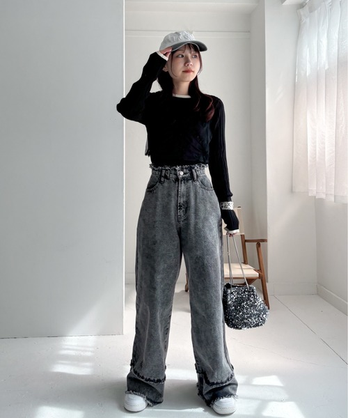 EPIMI E'PIMMY(エピミエピミー)の「チュールフリルクロップドビスチェ(シャツ/ブラウス・レディース・ブラック/オフホワイト・MEDIUM)」の21枚目の写真